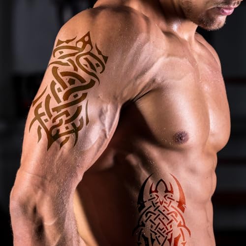 Tribal Temporary Tattoos for Men Women 12 Sheets Large Realistic