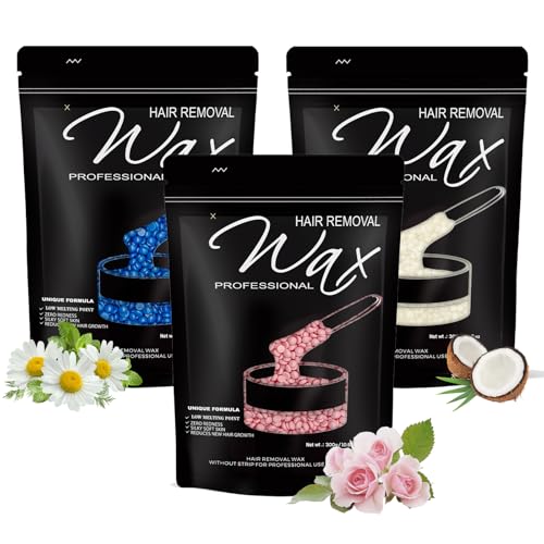 900g / 2lbs Wax Beads, Hard Wax Beads for Brazilian Bikini & Coarse/Stubborn Hair with 3 Go-To Scents,Wax Beads for Hair Removal At-Home Waxing on Bikini,Face, Legs,Body