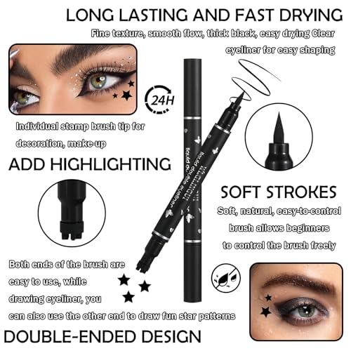 4Pcs Stamp Eyeliner Set - Winged Double Head Waterproof
