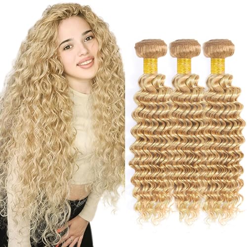 Fridnae Blonde Deep Wave Human Hair Bundles 24-28 Inch - P27613DP