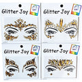 Face Gems Jewels, Festival Face Jewels Tattoo Stickers,Face Gems Stick on, Body Gem Stones Temporary Face Tattoos for Festival,4-Pack,Light-Coffee