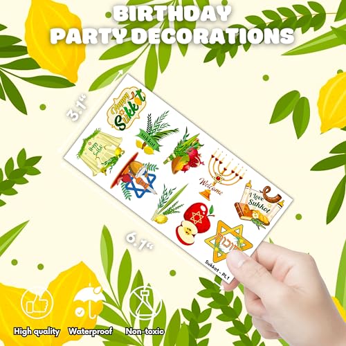 100 PCS Sukkot Temporary Tattoos for Kids Party Favors