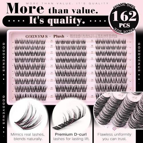 Goddvenus D Curl Plush Lash Clusters - Natural Wispy Extensions