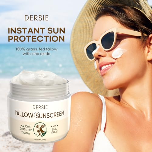 Dersie Tallow Skincare Bundle ? 2-Pack Tallow Sunscreen with Zinc Oxide + Whipped Tallow Balm ? 100% Grass-Fed, All-Natural Moisturizer & Sun Protection for Dry, Sensitive Skin ? Made in USA