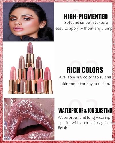 Metallic Diamond Glitter Lipstick - Long Lasting