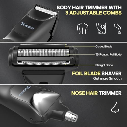 Electric Body Hair Trimmer Shaver - 3 in 1 Pubic Trimmer for Men - Bikini Trimmer for Women - No Nick Groin Ball Razor with Ceramic Blade Head, Wireless Dock Charging