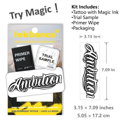 Ambition Script Temporary Tattoo – Waterproof Plant-Based Ink