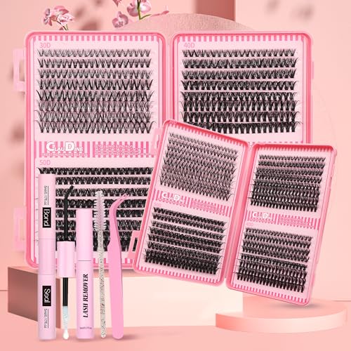 DIY Lash Extension Kit with 640 Clusters, Glue & Tools