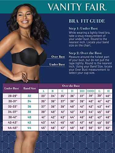 Vanity Fair Women's Beauty Back Smoothing Strapless Bra, 4-Way Stretch Fabric, Lightly Lined Cups up to H, 2 Pack-Black/White, 34G