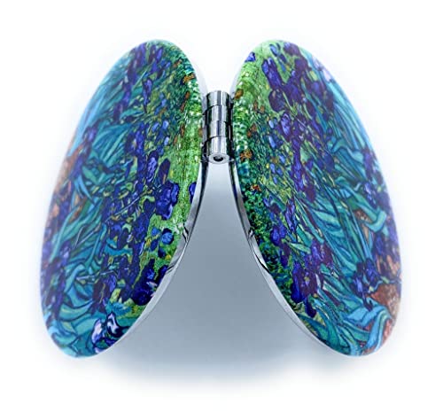 Van Gogh Irises Pocket Mirror for Women - Compact Travel Makeup Mirror with 2x Magnification - Artistic Gift