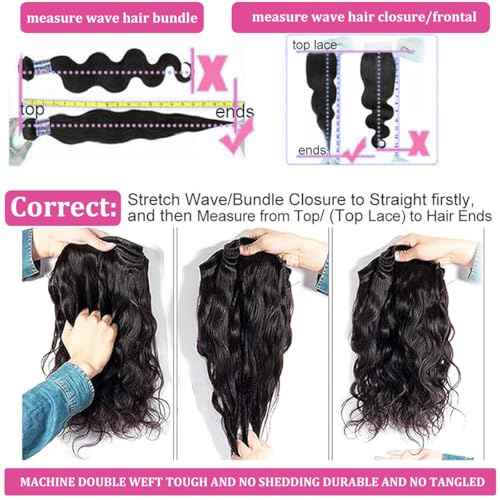 Human Hair Bundles Body Wave 16 18 20 Inch 100% Unprocessed Brazilian Body Wave 3 Bundles Human Hair Extensions for Women Quick Weave Natural Color