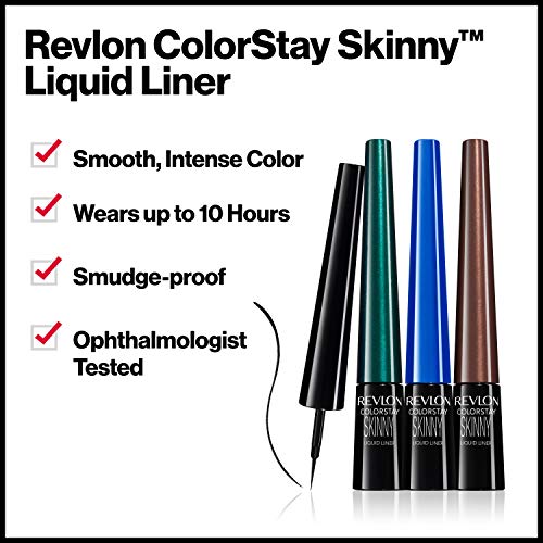 Revlon Skinny Liquid Eyeliner, ColorStay Eye Makeup, Waterproof, Smudge-proof, Longwearing with Ultra-Fine Tip, Mahogany Flame, 0.08 oz