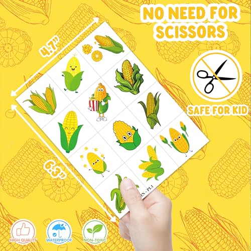 96 PCS Corn Temporary Tattoos - Party Favors & Classroom Prizes