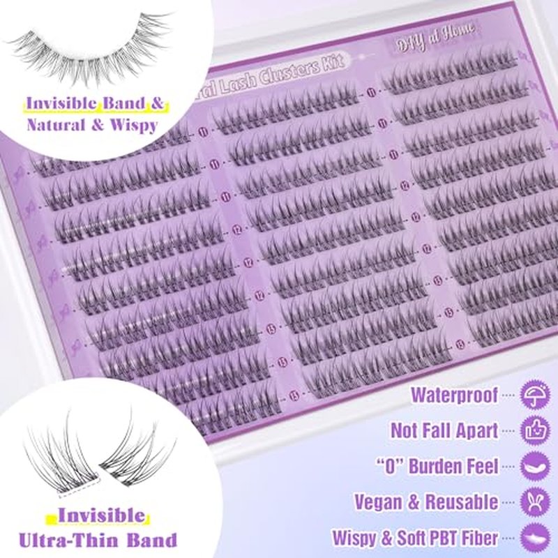 ALICE Natural Lash Clusters Kit - 162pcs Wispy Extensions 11-13mm