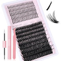 262Pcs Lash Clusters Kit, 80D 12-20mm Volume Eyelash Cluster, 14-22mm Spiky Lashes Extensions, DIY Wispy Fluffy and Spikes Individual Lashes Extension Kit with Lash Bond and Seal, Tweezers