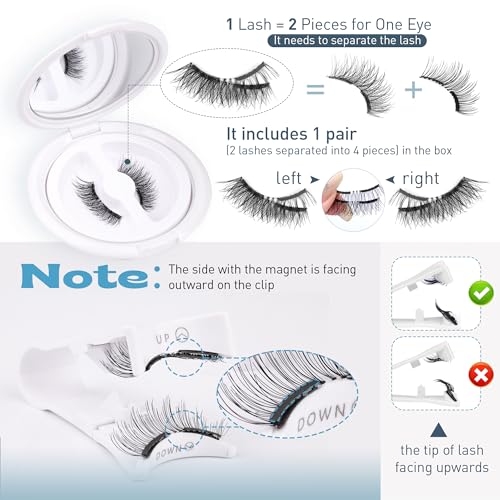 Pawotence Magnetic Eyelashes without Eyeliner Magnetic Lashes with Applicator, Soft Magnets False Eyelashes Magnetic Lashes, No Glue No Eyeliner Needed Easy to Wear Reusable Magnetic Eyelashes Kit