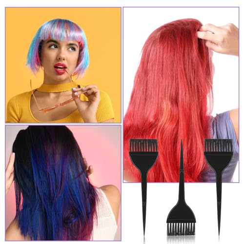 Hair Dye Brush Set - 3 Reusable Hair Coloring Applicators for Salon & Home Use