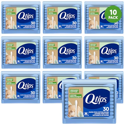 Q-tips Organic Cotton Swabs Travel Pack - 10x30 Count, Gentle & Eco-Friendly