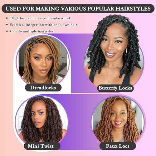 Afro Kinkys Bulk Human Hair for Dreadlocks Extensions Repair, Twist Braiding Afro Kinky Human Hair for Locs Natural Black Color 22 inches for Micro Locs Extensions 1 Pack 30 Gram£¨1B/22inch/30g£©