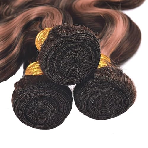 P4/30 Brown Human Hair Bundles - Body Wave 12 14 16 inch