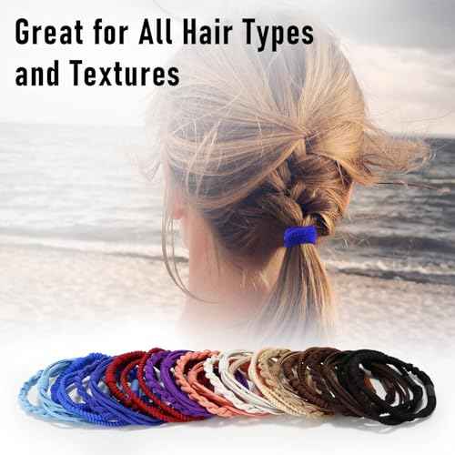 48 Pcs Boho Hair Ties for Women, 4 Styles Cute Hair Tie Bracelet for Thin and Thick Hair/Pony Tails, Green and Brown Hair Accessories for Women No Damage Hair Elastics
