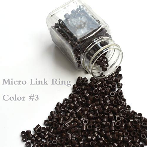 Micro Crimp Beads Screw Micro Rings beads Tube Aluminum microlinks Hair Beads 4.0MM 1000Pcs/Bottle for I-tip hair extension hair tools (Dark Brown (1000p))