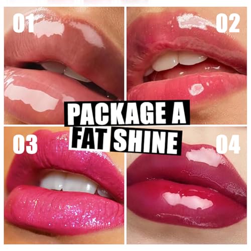 4 Colors Hydrating Lip Oil Set, Big Brush Head Moisturizing Lip Glow Oil, Shiny Moisturizing Lip Gloss, Nourishing & Non-Sticky Long Lasting Fresh Transparent Tinted Plumping Lip Oil (SetA)