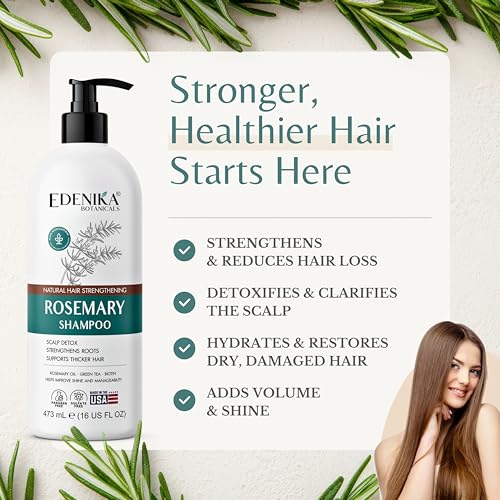 Edenika Botanicals Rosemary Oil Shampoo with Biotin, 16 fl oz