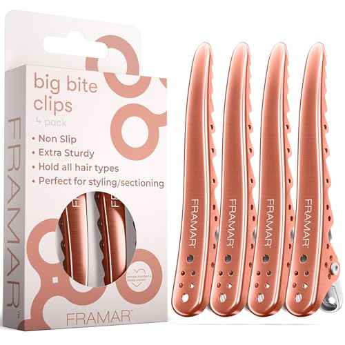 Framar Pink Hair Clips For Styling ? Professional Metal Hair Clips For Women Styling, Metal Clips For Hair, Hair Styling Clips, Extra Strong With No Slip - 4 Pack Rose Gold