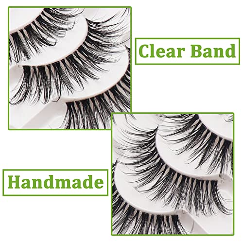 Losha Wispy False Eyelashes Natural Look 8 Pairs Clear Band