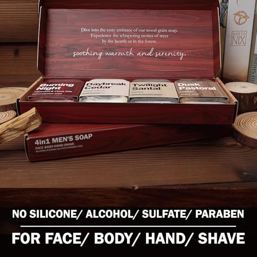 Rinse & Robust Mens Soap 4Pcs Natural Mens Bar Soap Cleansing Soap Bar Set Gift for Men Exfoliating & Moisturizing Luxury Soap FACE BODY HAND SHAVE Soap 4 In 1 All Skin Type |5.3 oz of 4 Bars