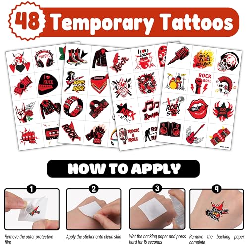 Rock Party Favor Set - 24 Punch Balloons & 48 Temporary Tattoos