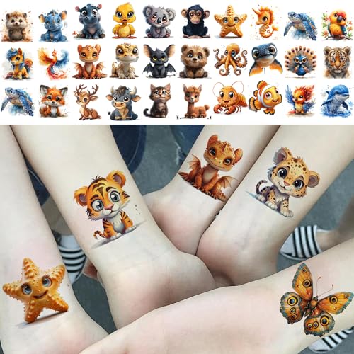 132 PCS 3D Cartoon Animal Temporary Tattoos for Kids - COKTAK