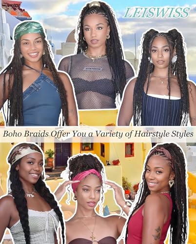 LEISWISS Human Braiding Hair 150g 24 Inch Deep Wave Boho Extensions - Chocolate Brown #4