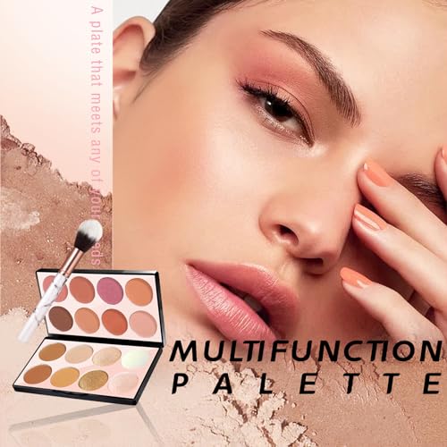 NewBang 16 Colors Blush Contour Highlighter Makeup Palette with Brush, Matte Mineral Face Blush Powder for Cheek, Bright Shimmer Illuminator Bronzer Professional Facial Beauty Makeup Blushes Set