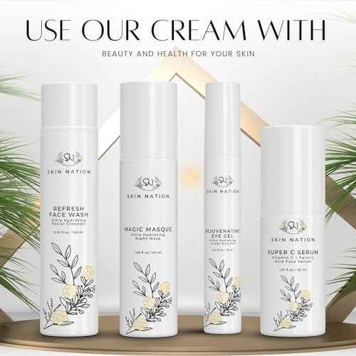 Skin Nation Renew Face Cream, Hydrating Moisturizer with Peptides, Hyaluronic Acid & Green Tea, Lightweight Plant-Based Cream for Smooth, Radiant Skin, 1.69 fl oz