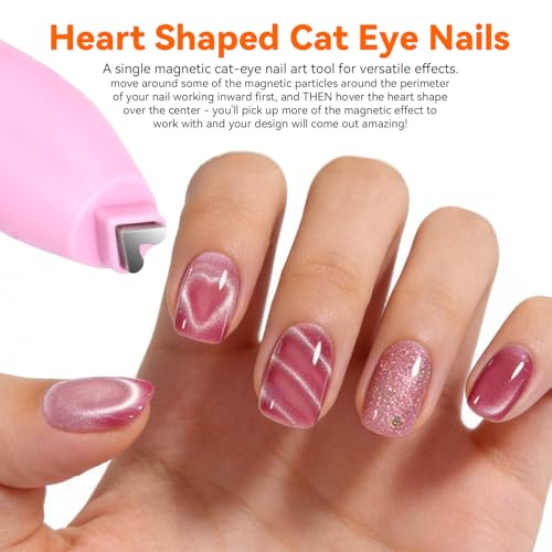 Pink Cat Eye Nail Magnet Set 5pcs 3-in-1 Magnetic Nail Art Kit for Beginners