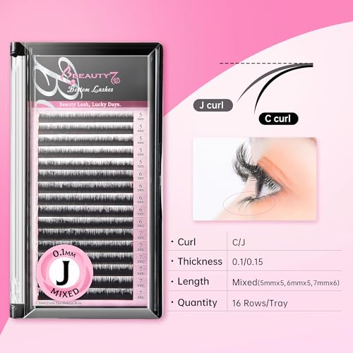 Beauty7 Lower Lash Extensions Mixed Volume J Curl 0.1mm