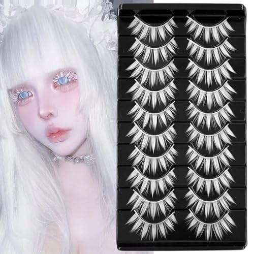 White Manga Lashes 16mm - 10 Pairs Anime Cosplay