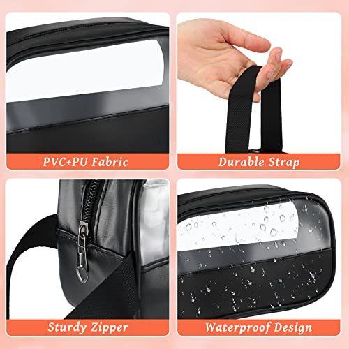 Tanlade 18 Pcs Clear Cosmetic Bags Bulk, Translucent Makeup Toiletry Bag for Women Waterproof Portable Cosmetic Bag Set Traveling Make up Organizer(Black)