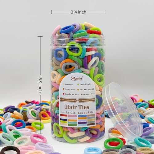 Myweal 500PCS Baby Hair Ties No Damage, Toddler Hair Bands for Little Girls - 20 Mixed Colors