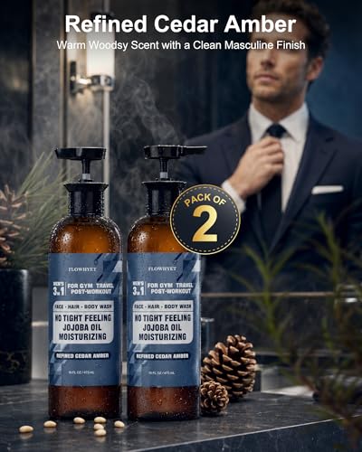 Men's 3-in-1 Body Wash, Shampoo & Face Wash, 16 oz (Pack of 2)