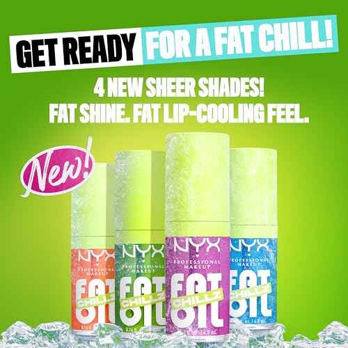 NYX Professional Makeup Fat Oil Chillz, Moisturizing, Shiny and Vegan Tinted Lip Gloss - Strawberry Slush (Sheer Pinkish Purple)