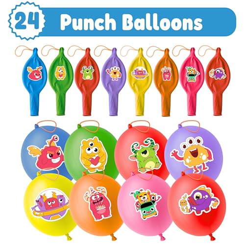Monster Party Favors Set - 72 Pc Bundle with Balloons & Tattoos
