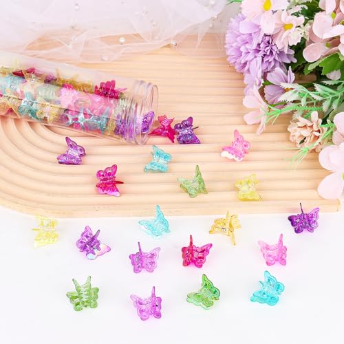 YISSION 60Pcs Mini Butterfly Hair Clips - Y2K Colorful Accessories
