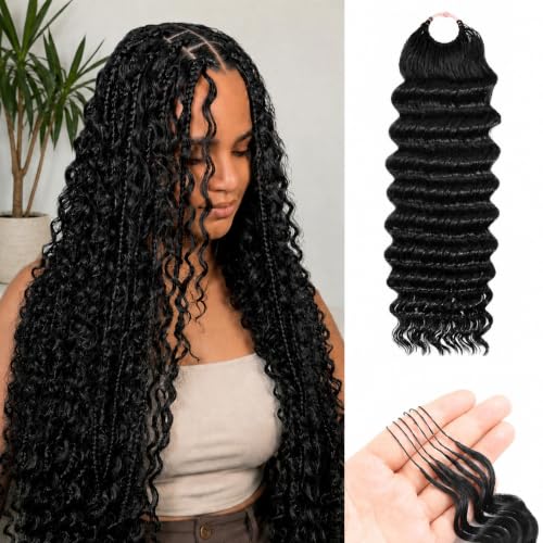 Lysilf 100% Human Crochet Hair 18" Deep Wave - Knotless, Pre-looped