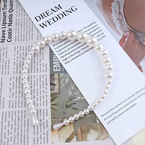 Andelaisi Pearl Hairband - White, Vintage Bohemian Design for Women & Girls, Hair Hoop Headband, Headpiece for Special Occasions, 1 Count