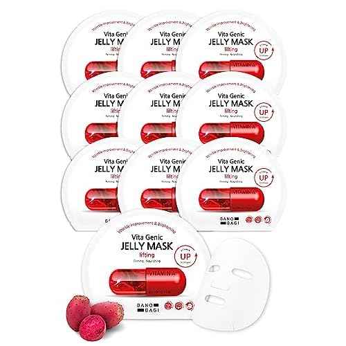 BANOBAGI Vita Genic Jelly Pore Tightening Face Masks Beauty w/Essence & 11 Vitamin Complex | Korean Face Mask Skin Care Sheet | Moisturizing Face Mask Facial Care for Oily Skin (1.8 fl oz, 10 Sheets)