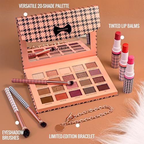 Profusion Cosmetics Beverly Hills PR Makeup Set - 20 Shade Palette & Lip Balms