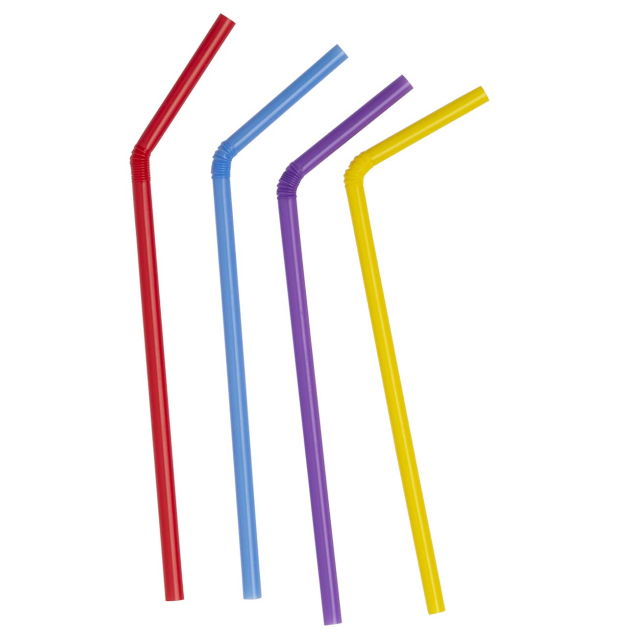 Comfy Package [250 Count] Flexible Plastic Drinking Straws - Disposable Swizzle Sticks - 7.75" High - Assorted Colors